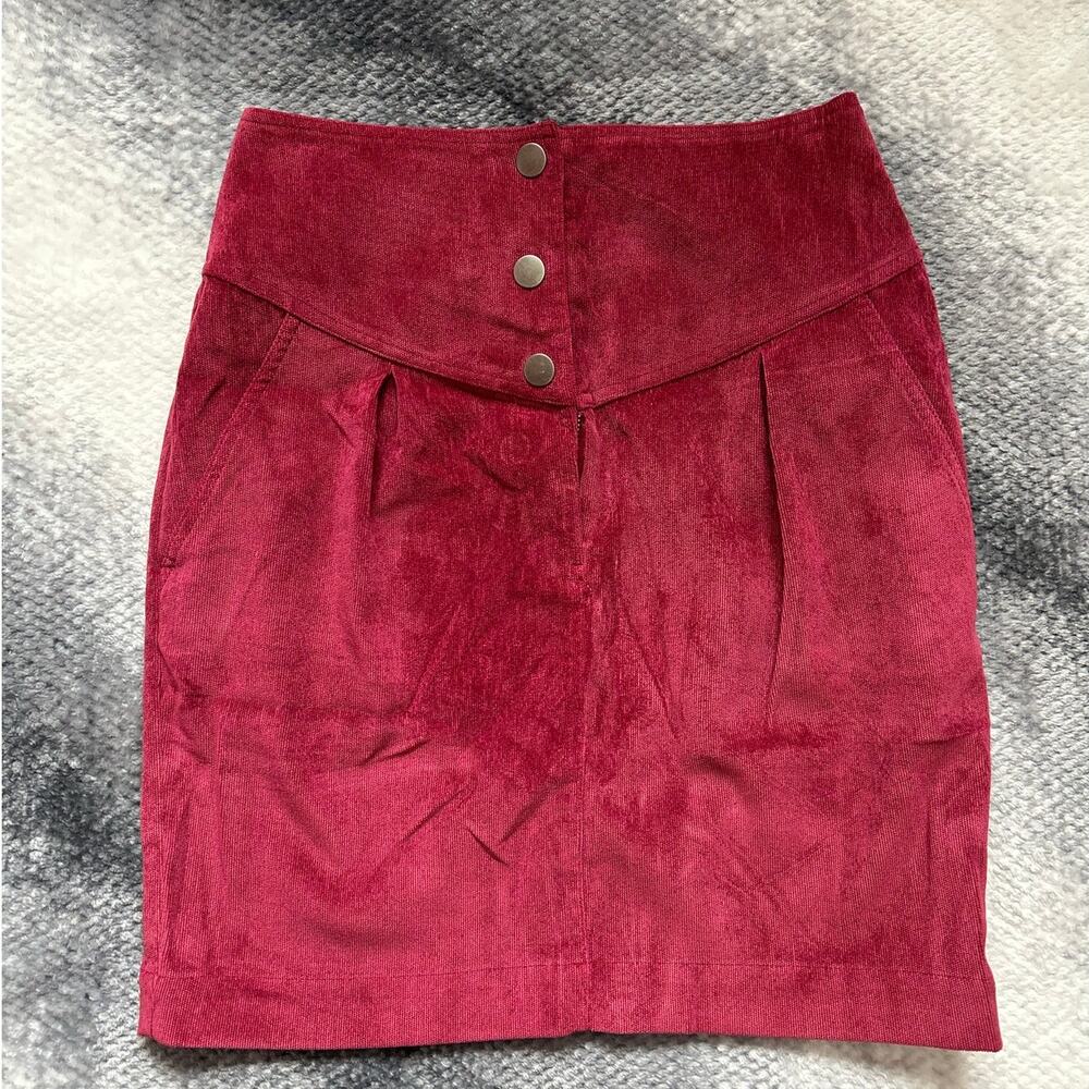 Rebecca Minkoff Brielle Red Corduroy Pocket Button Pencil Skirt Size 0 XS - Picture 5 of 11